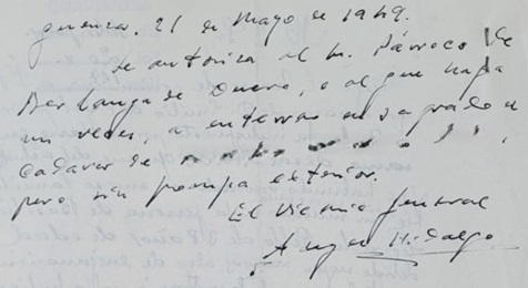 Dictamen del Vicario General 1949