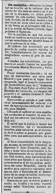 Recorte de La Defensa. Año 1917